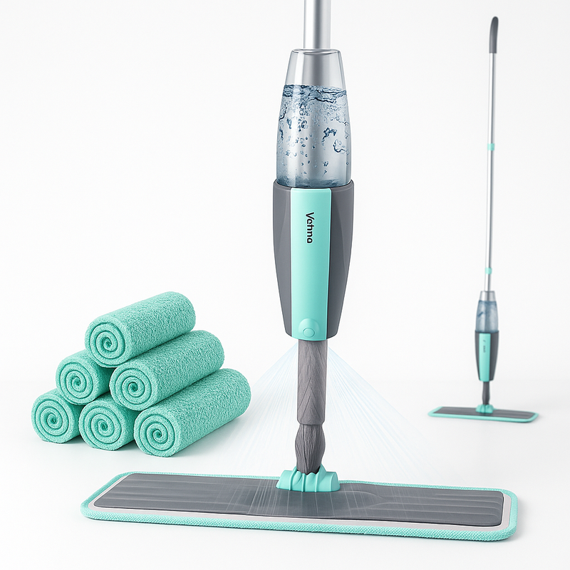 Mop Aqlo Profissional Deslizante — Microfibra Premium com Cabo Telescópico + 6 Panos Brindes