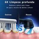 Escova Elétrica Recarregável 360° – Limpeza Profunda com 8 Cabeças + Timer Inteligente | À Prova d’Água