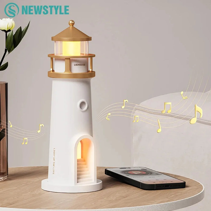 Moon Lighthouse™ – Luminária Noturna com Projeção Lunar, Sensor de Movimento, Música Bluetooth e Controle de Luz