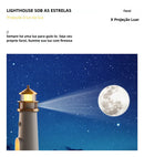 Moon Lighthouse™ – Luminária Noturna com Projeção Lunar, Sensor de Movimento, Música Bluetooth e Controle de Luz