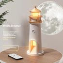 Moon Lighthouse™ – Luminária Noturna com Projeção Lunar, Sensor de Movimento, Música Bluetooth e Controle de Luz