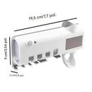 Suporte de Escova de Dente com Esterilizador UV Solar e Dispensador Automático de Pasta de Dente – Acessório de Banheiro para Higiene e Comodidade