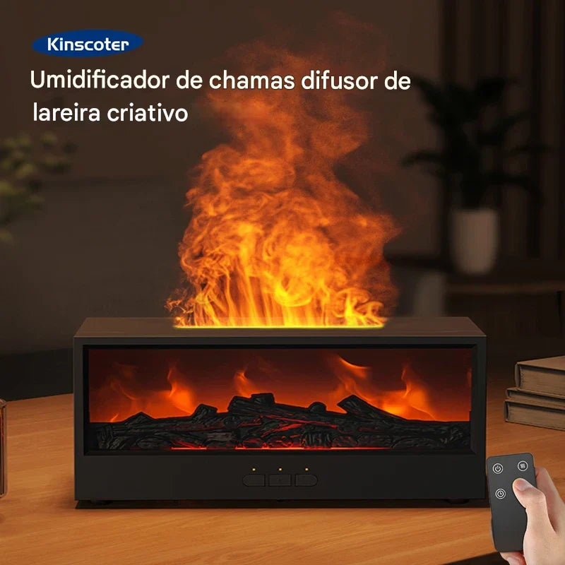 Lareira Mística™ — Umidificador Premium com Efeito Chamas, Aromaterapia e Controle Remoto | Toque de Luxo e Bem-Estar no Seu Ambiente