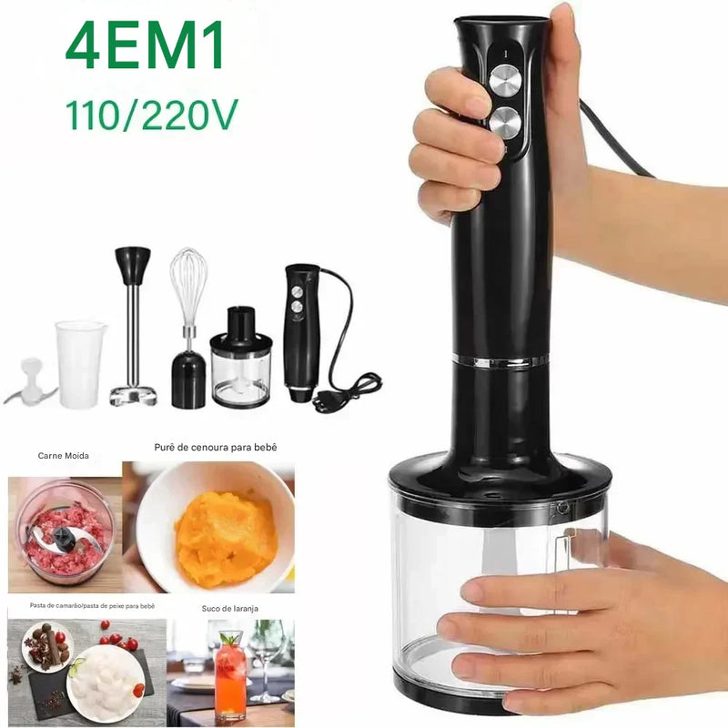 Liquidificador Multifuncional 4 em 1 110V/220V - Mixer de Mão Elétrico, Processador de Alimentos e Bebês | Eletrodoméstico de Cozinha
