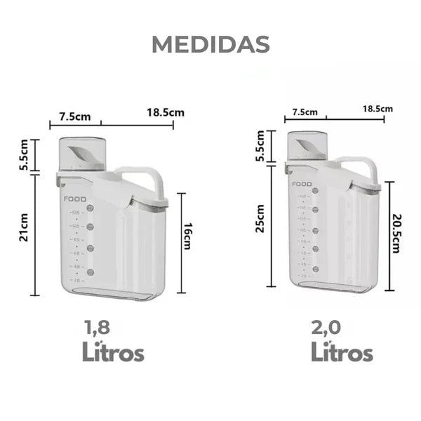 Pote Premium Hermético Copo Medidor Pezzi – Dosador e Armazenamento Prático
