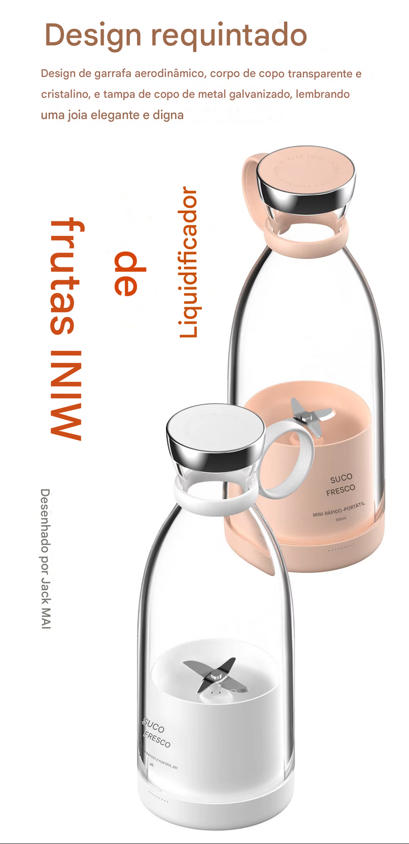 JuiceJet™– Garrafa Mixer Inteligente com Recarregamento Magnético e Design Portátil Sem Fio + Brinde