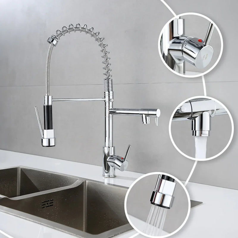 Torneira Gourmet  360° com Água Quente e Fria — Design Premium em Liga de Zinco