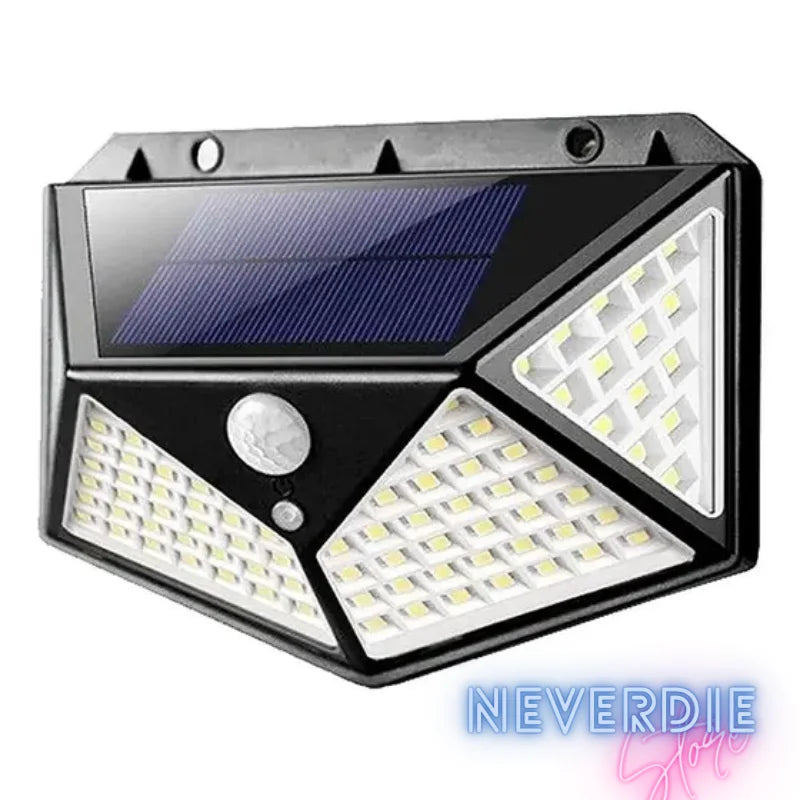 Luminária Solar com 100 LEDs e Sensor de Movimento - Energia Sustentável e Praticidade para Seu Espaço!