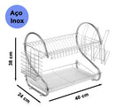 Escorredor De Louça Pratos Talheres Inox Cozinha Duplo