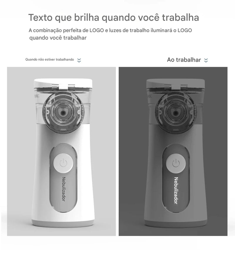 Nebulizador Portátil Mesh Silencioso com Autolimpeza –  Inalador Infantil e Adulto USB para Inalação Rápida e Eficiente