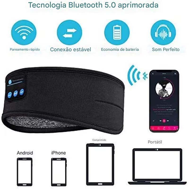 Faixa Bluetooth 5.0 Premium 2 em 1 – Som Imersivo + Conforto Total