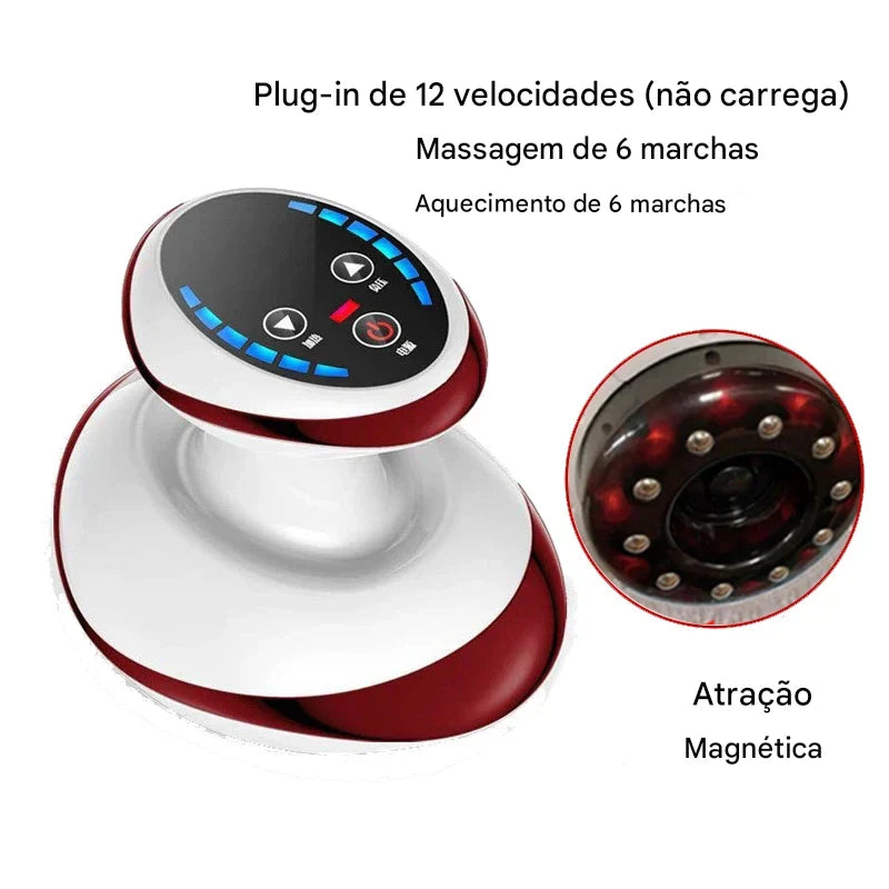 Massageador Elétrico Home Guasha com Sução a Vácuo, Aquecimento e Efeito Anticelulite - Redutor de Gordura e Relaxamento