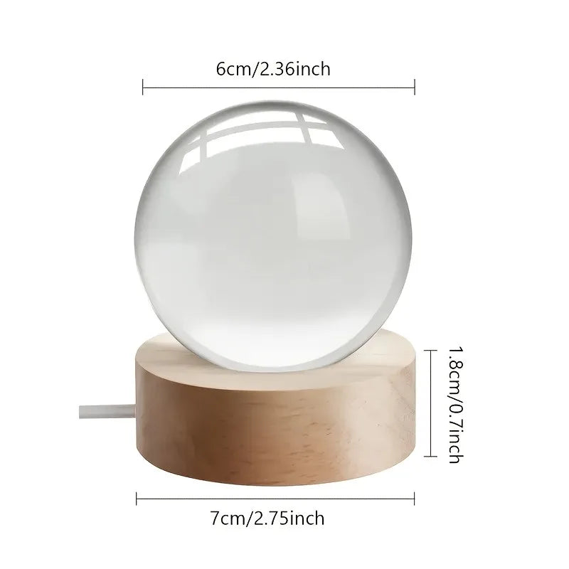 Luz Estelar Crystal Aura: Luminária Galáxia com Base de Madeira