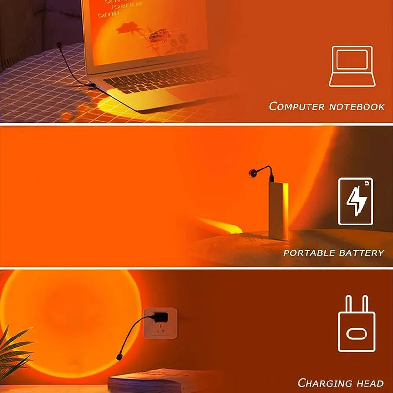 Luz Ambiente Pôr do Sol USB – Atmosfera Aconchegante em Instantes