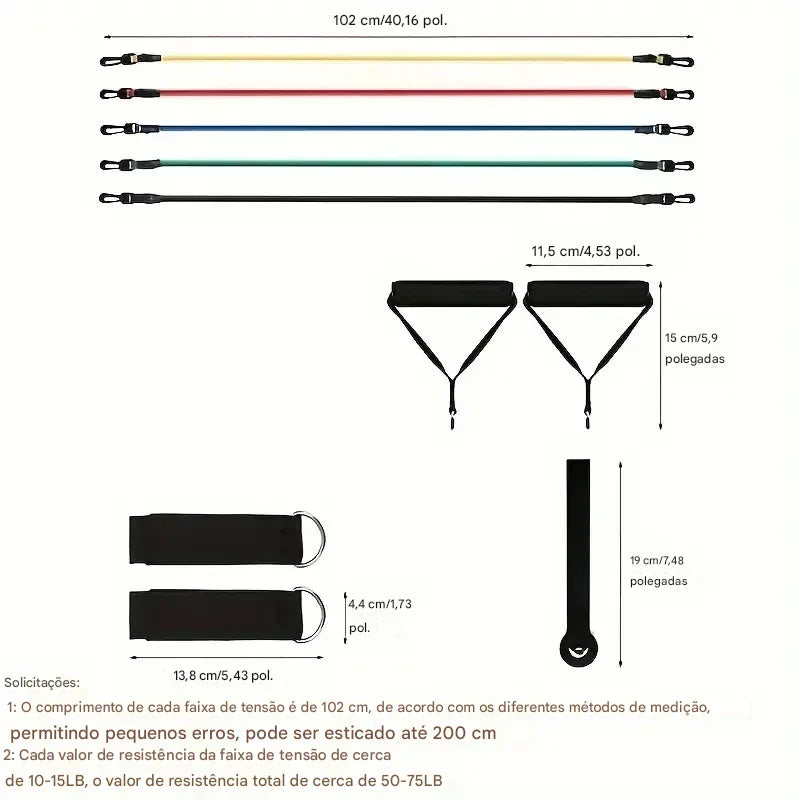 Kit de Faixas Elásticas para Exercícios