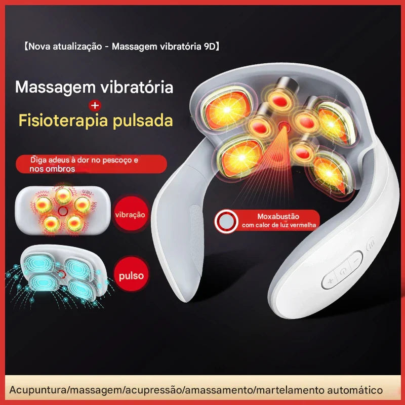 Massageador Cervical Inteligente – Alívio Instantâneo com Calor e Vibração 🔥Queima de estoque!🔥