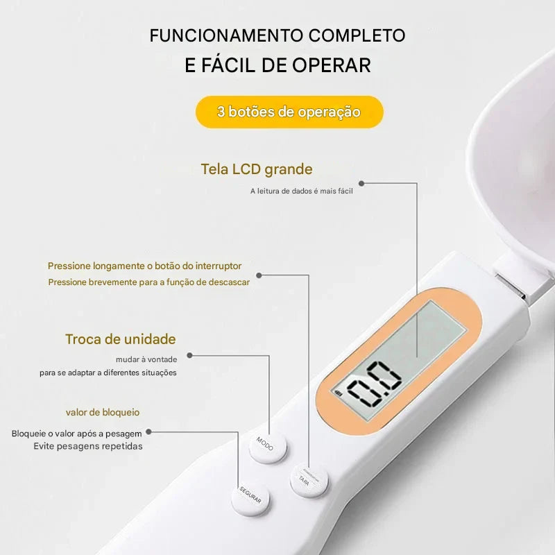 A Colher que Mede Tudo: Precisão Digital de 0.1g a 500g para Café, Suplementos e Receitas Fit – Com Tela LCD