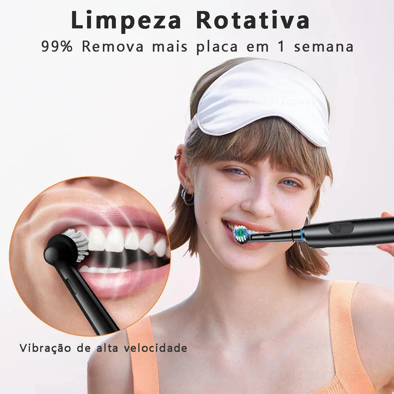 Escova Elétrica Recarregável 360° – Limpeza Profunda com 8 Cabeças + Timer Inteligente | À Prova d’Água