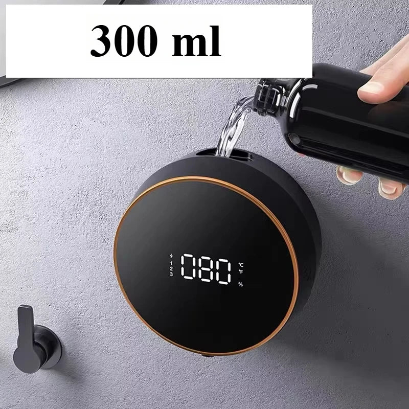 Dispensador Automático de Sabão Líquido Montado na Parede — Sensor Infravermelho, LED, Carregamento USB e Tecnologia Sem Toque