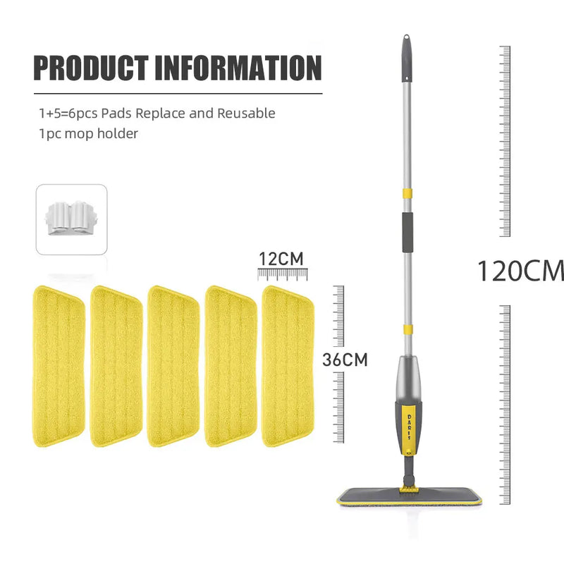 Mop Aqlo Profissional Deslizante — Microfibra Premium com Cabo Telescópico + 6 Panos Brindes