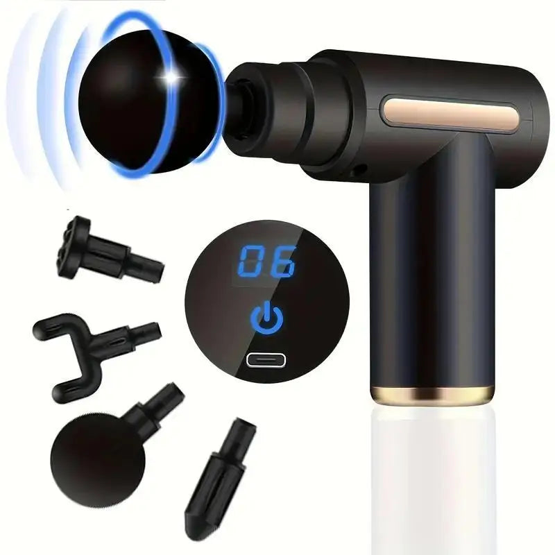Pistola de Massagem Muscular Premium com Tela Touch + 2 Brindes Exclusivos – Alívio Profundo e Relaxamento em Minutos | Recarga USB
