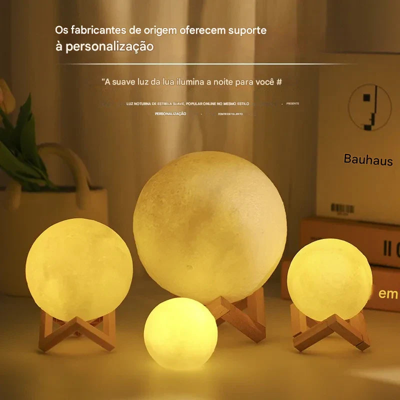 Luminária LED de Anel 3 Cores - Luz de Noite para Quarto e Sala de Estar, Ajuste de Brilho