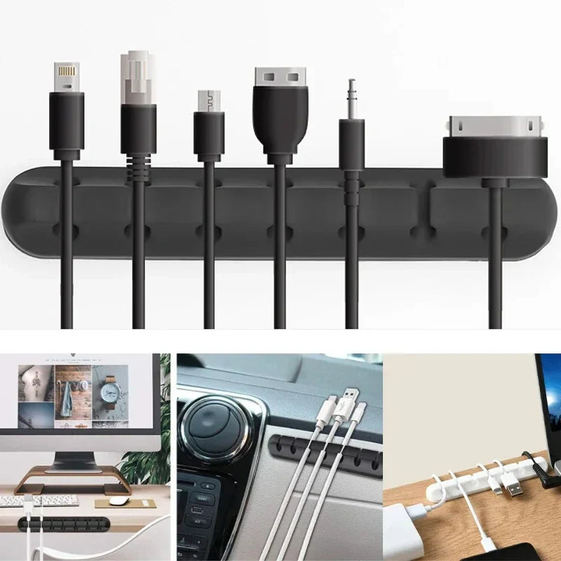 Organizador de Cabos em Silicone - Fixa Fios USB, Mouse e Fones com Praticidade