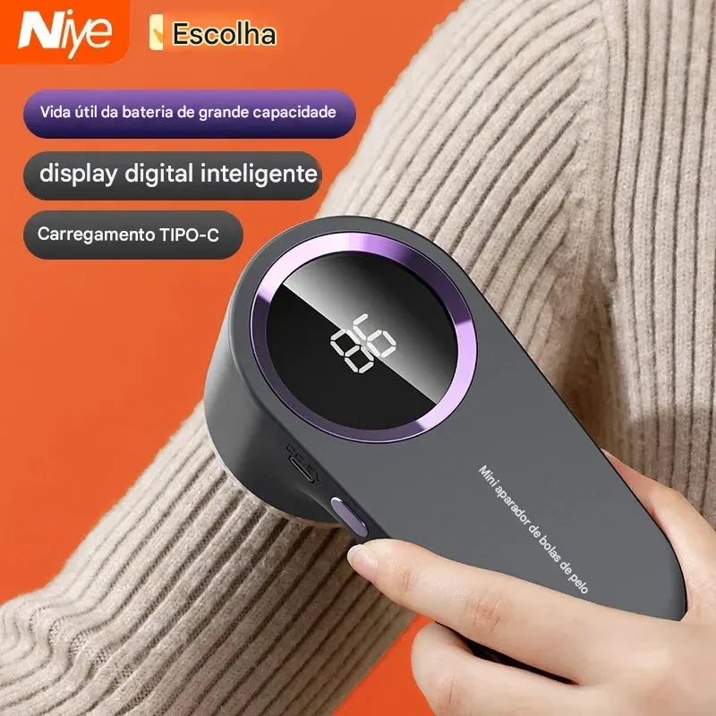 Limpador Elétrico de Pelos de Roupas com Tela LED Digital e Carregamento USB — Remove Fiapos e Bolinhas Instantaneamente!