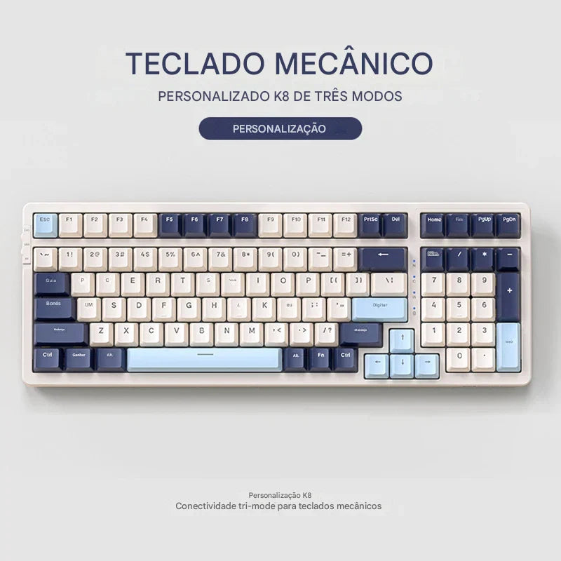 Teclado Mecânico sem fio K8 Pro™ — Performance Máxima + Iluminação Multicolor