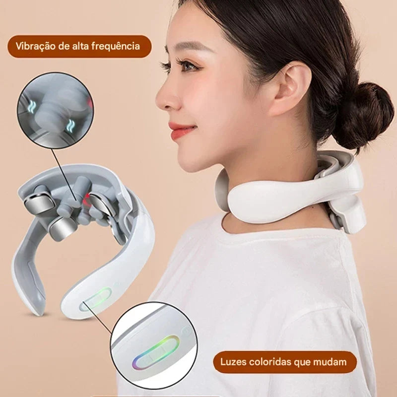 Massageador Cervical Inteligente – Alívio Instantâneo com Calor e Vibração 🔥Queima de estoque!🔥