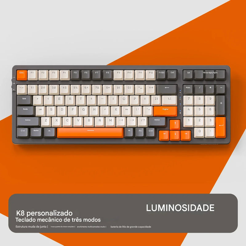 Teclado Mecânico sem fio K8 Pro™ — Performance Máxima + Iluminação Multicolor