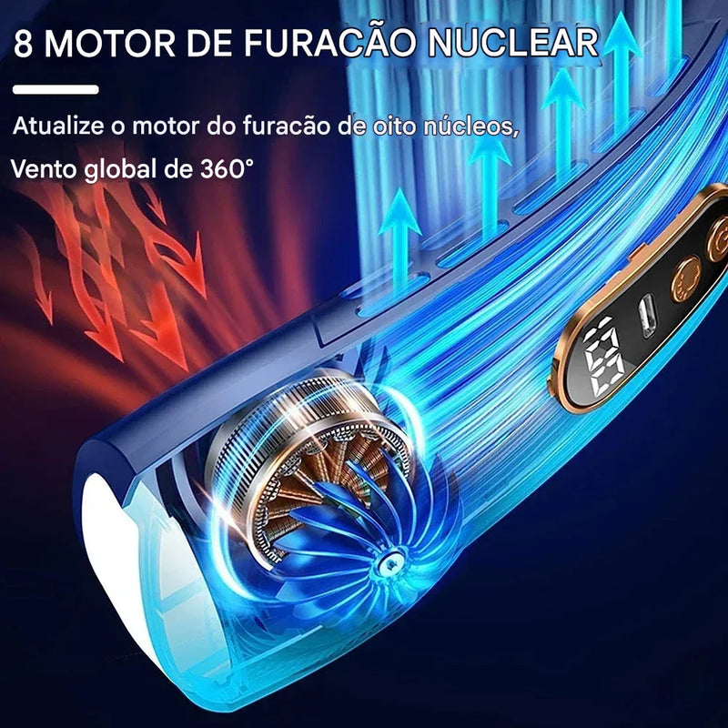 Ventilador Portátil de Pescoço 2025 | Sem Hélices, Recarregável e com Display Digital