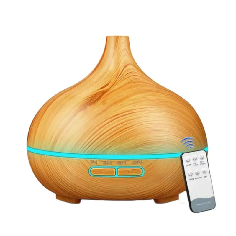 Umidificador de Ar e Difusor de Óleos Essenciais 500ml | Grão de Madeira, Controle Remoto
