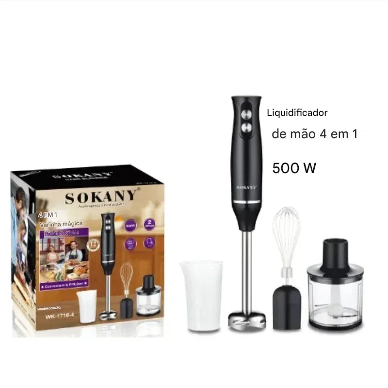 Liquidificador Multifuncional 4 em 1 110V/220V - Mixer de Mão Elétrico, Processador de Alimentos e Bebês | Eletrodoméstico de Cozinha