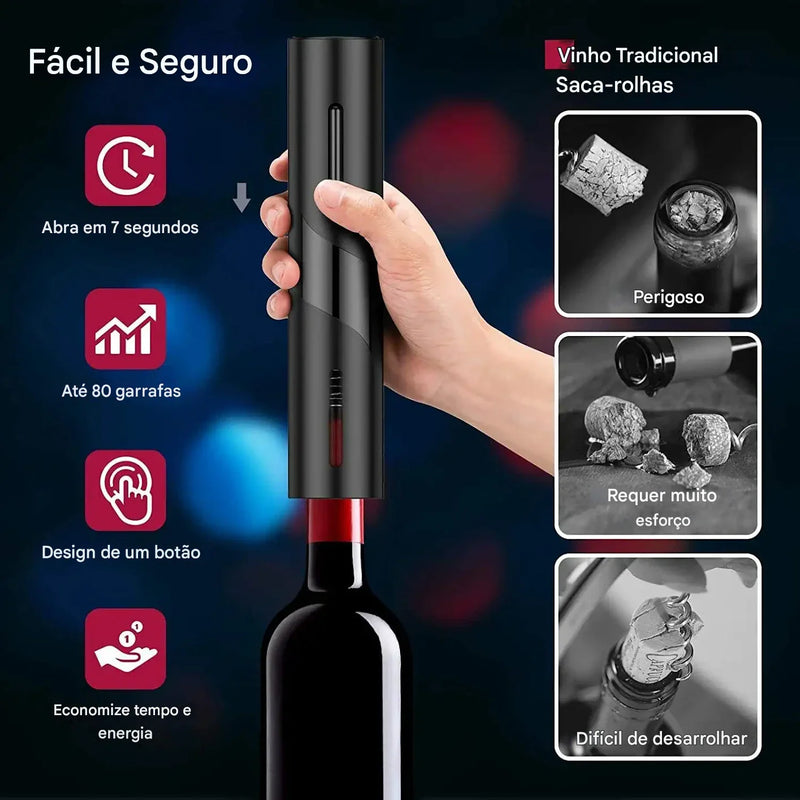 ZAVINIQ Premium – O Abridor de Vinho Elétrico Mais Desejado + 3 Brindes Grátis