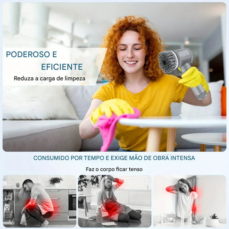 Escova Elétrica 6 em 1 Multifuncional zaffi - Limpeza Rápida + Brinde