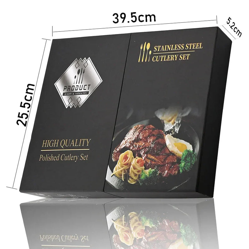 Conjunto de talheres dourados luxuoso com 24 peças + caixa de presente