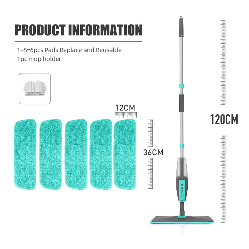 Mop Aqlo Profissional Deslizante — Microfibra Premium com Cabo Telescópico + 6 Panos Brindes