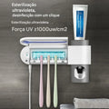 Suporte de Escova de Dente com Esterilizador UV Solar e Dispensador Automático de Pasta de Dente – Acessório de Banheiro para Higiene e Comodidade