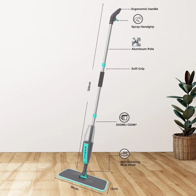 Mop Aqlo Profissional Deslizante — Microfibra Premium com Cabo Telescópico + 6 Panos Brindes