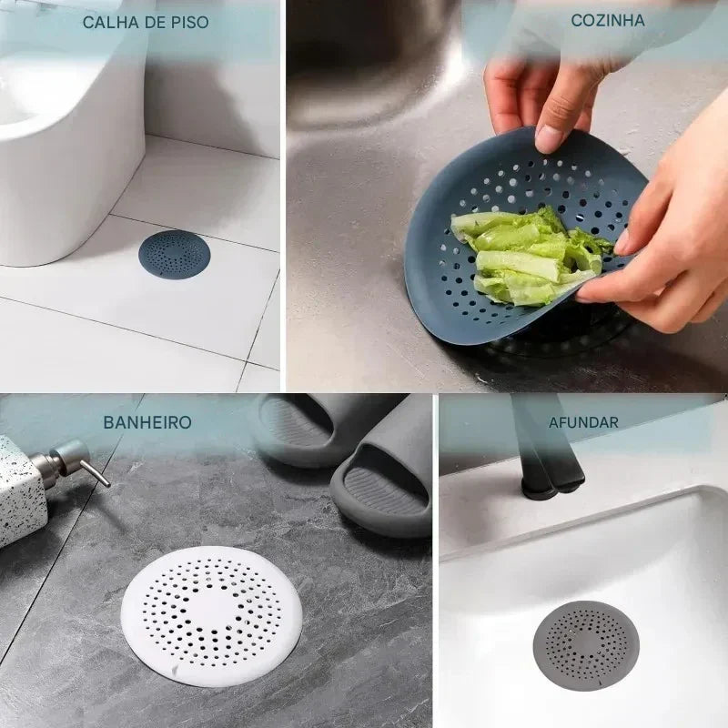 Protetor de Ralo em Silicone com Ventosa – Cobre Ralos de Pia e Banheira | Retém Cabelos e Resíduos – 15cm para Banheiro e Cozinha