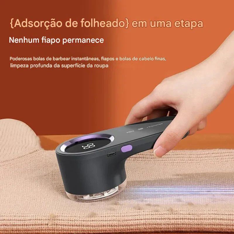 Limpador Elétrico de Pelos de Roupas com Tela LED Digital e Carregamento USB — Remove Fiapos e Bolinhas Instantaneamente!