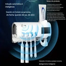 Suporte de Escova de Dente com Esterilizador UV Solar e Dispensador Automático de Pasta de Dente – Acessório de Banheiro para Higiene e Comodidade