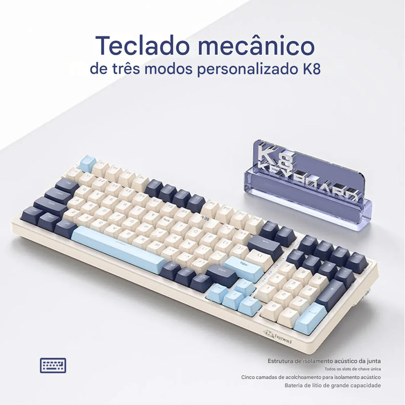 Teclado Mecânico sem fio K8 Pro™ — Performance Máxima + Iluminação Multicolor