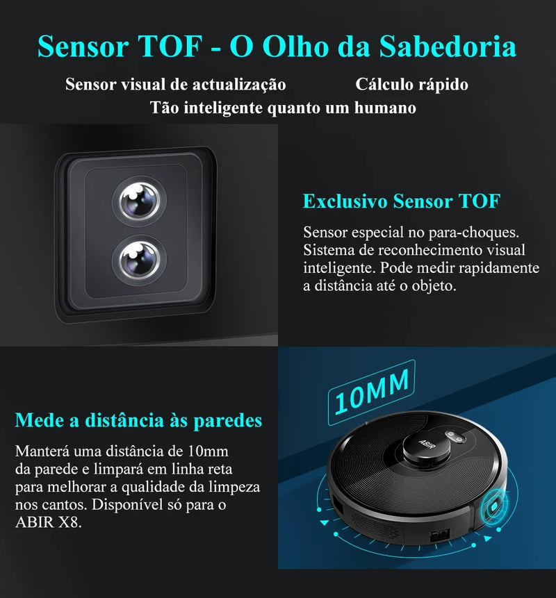 Robô Aspirador Inteligente X8 com Laser Lidar, Sucção 6500Pa, Mop, UV, Wi-Fi e Controle por App