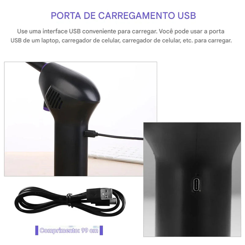 Soprador Elétrico Portátil de Alta Potência – Limpeza Profunda para PC, Carro e Casa