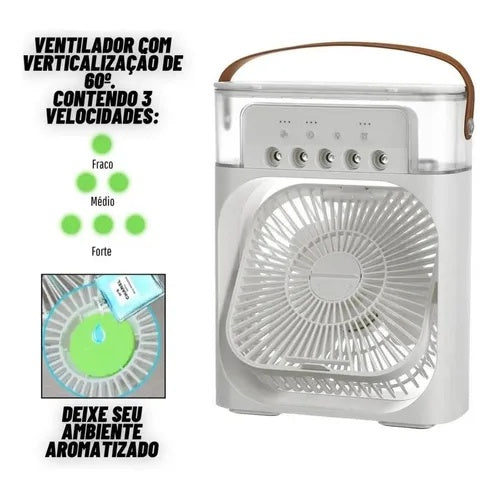Mini Ar-Condicionado 3 em 1 | Gela, Umidifica e Ilumina Luz LED Ventix Max | QUEIMA ESTOQUE 🔥