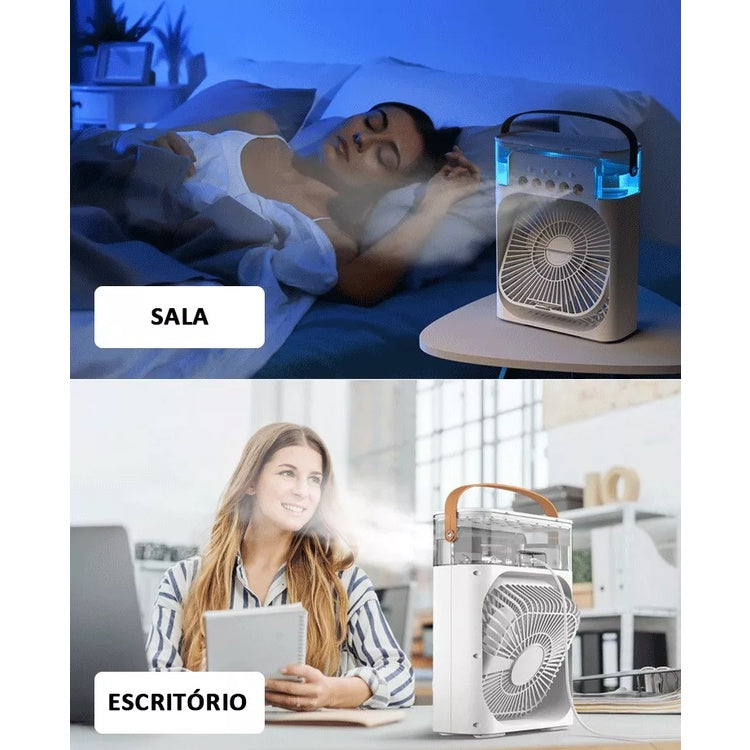 Mini Ar-Condicionado 3 em 1 | Gela, Umidifica e Ilumina Luz LED Ventix Max | QUEIMA ESTOQUE 🔥