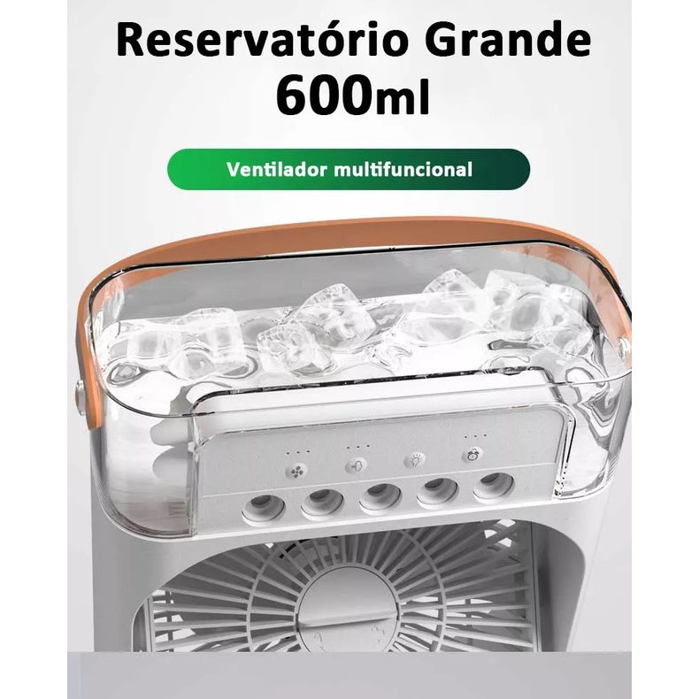 Mini Ar-Condicionado 3 em 1 | Gela, Umidifica e Ilumina Luz LED Ventix Max | QUEIMA ESTOQUE 🔥